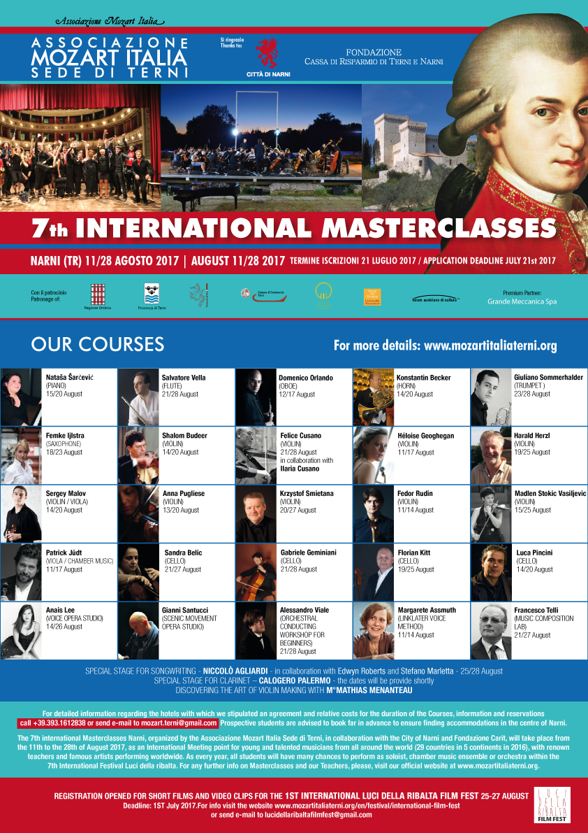 The teachers of the 7th International Masterclasses Narni!
