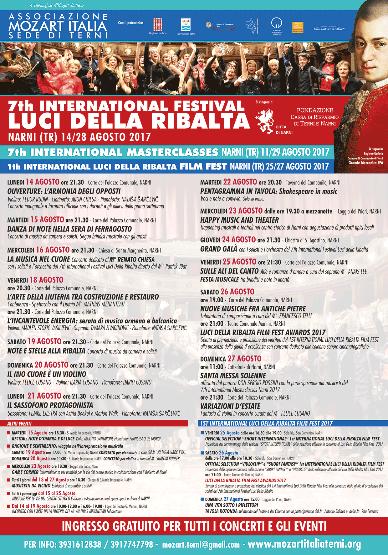 A NARNI GRANDI CONCERTI, TEATRO E CINEMA: 7th FESTIVAL LUCI DELLA RIBALTA 